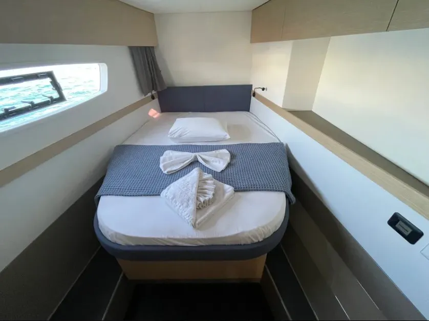 Cabin on Alexandra III, a Fountaine Pajot Elba 45 catamaran at Municipal Unit of Rhodes, Greece