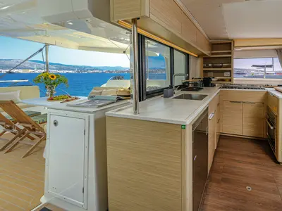 Galley of VOYAGE, a Lagoon 46 catamaran at Trogir, Croatia