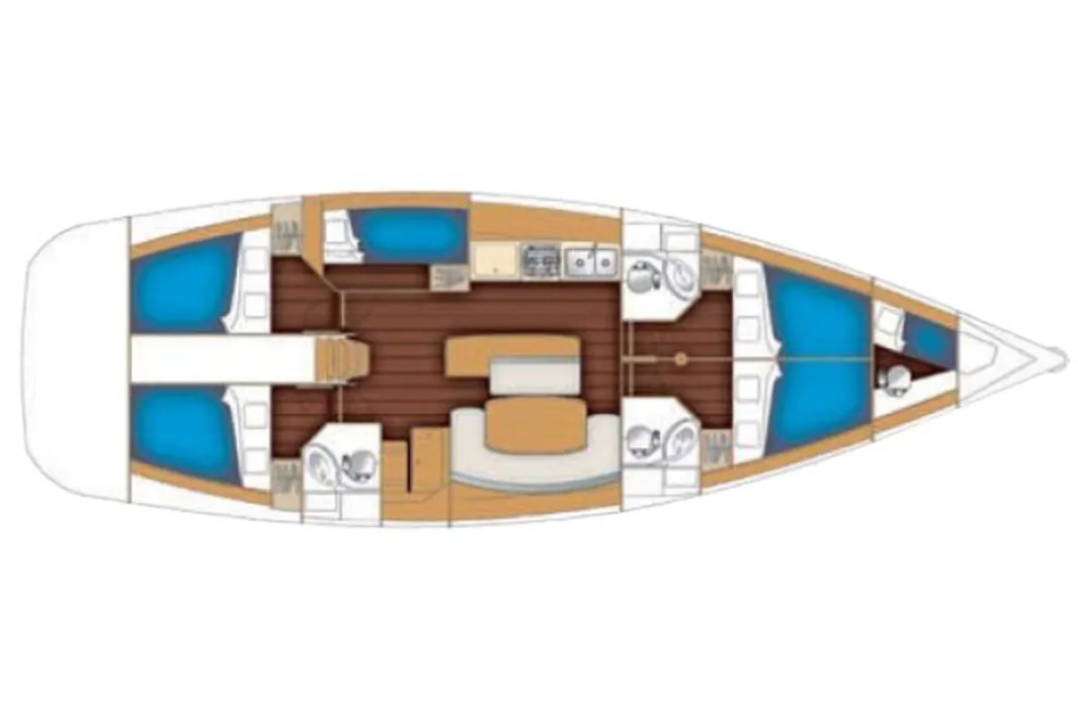 Floor plan of Orion I, a Beneteau Cyclades 50.5 sailboat at Volos Municipality, Greece