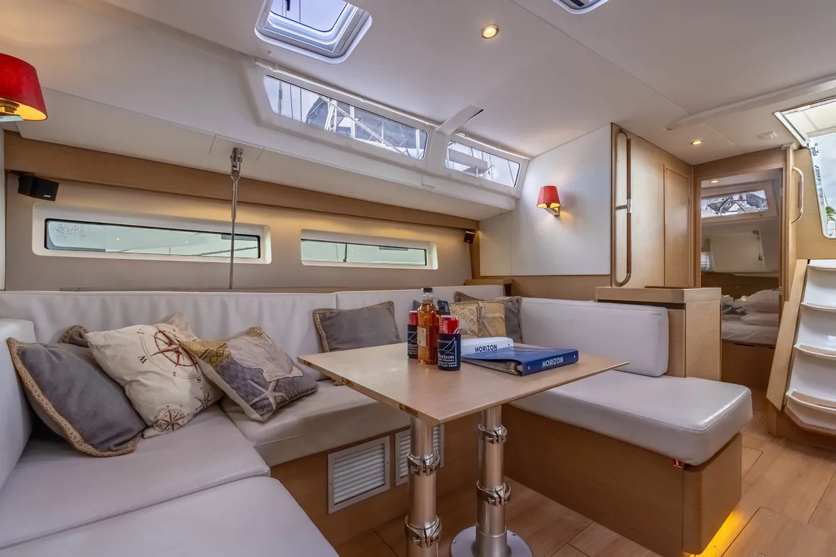 Salon of After Physics, a Jeanneau Sun Odyssey 490 sailboat at Road Town, British Virgin Islands