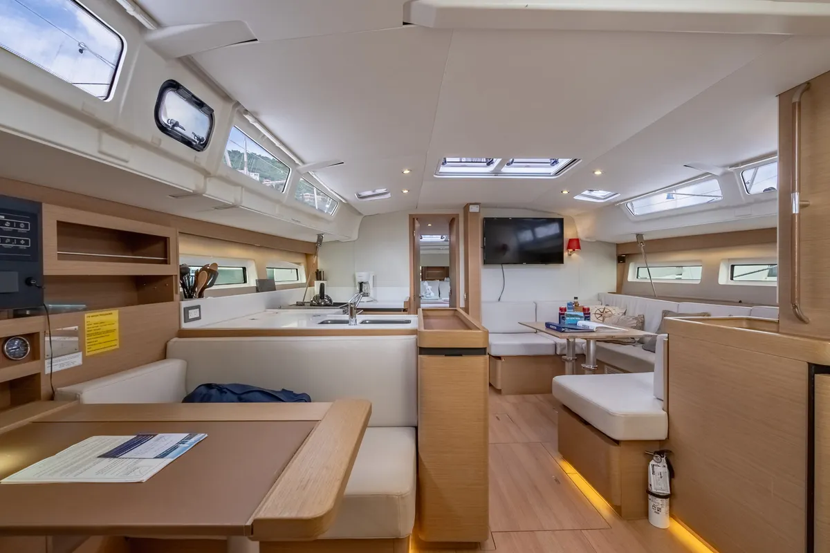 Salon of After Physics, a Jeanneau Sun Odyssey 490 sailboat at Road Town, British Virgin Islands