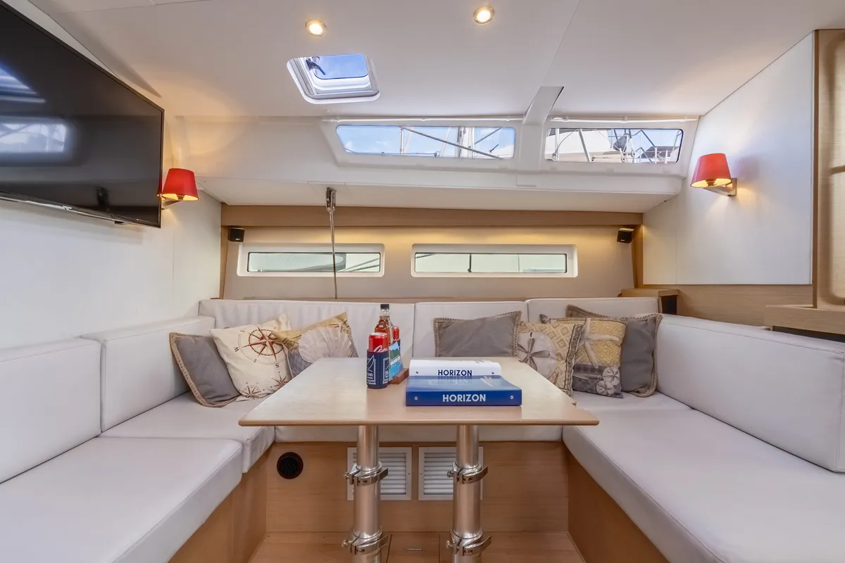 Salon of After Physics, a Jeanneau Sun Odyssey 490 sailboat at Road Town, British Virgin Islands