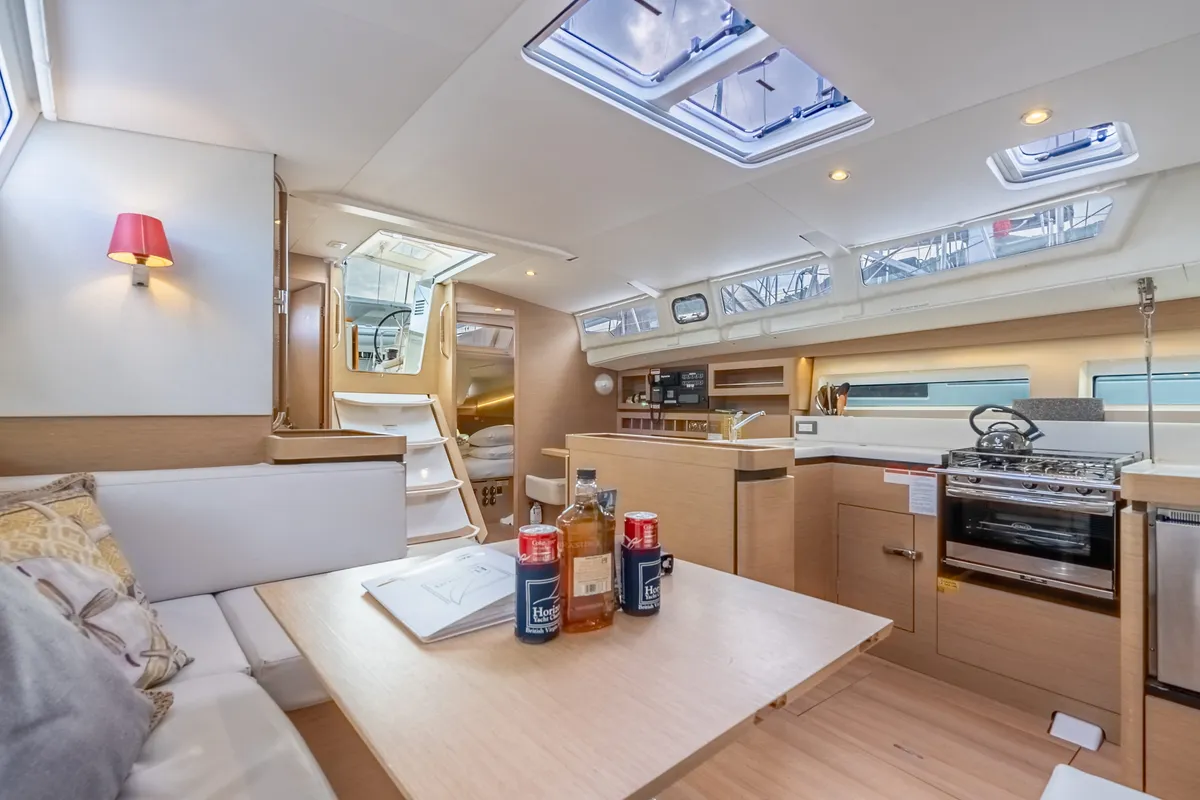 Salon of After Physics, a Jeanneau Sun Odyssey 490 sailboat at Road Town, British Virgin Islands