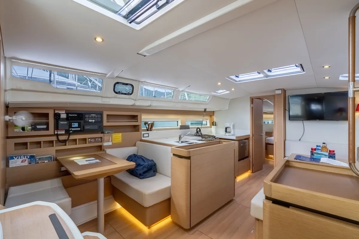 Salon of After Physics, a Jeanneau Sun Odyssey 490 sailboat at Road Town, British Virgin Islands