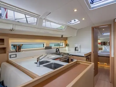 Galley of After Physics, a Jeanneau Sun Odyssey 490 sailboat at Road Town, British Virgin Islands
