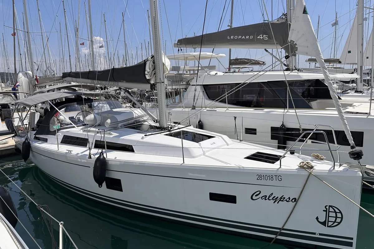 Exterior view of Calypso, a Hanse 388 sailboat at Seget Donji, Croatia