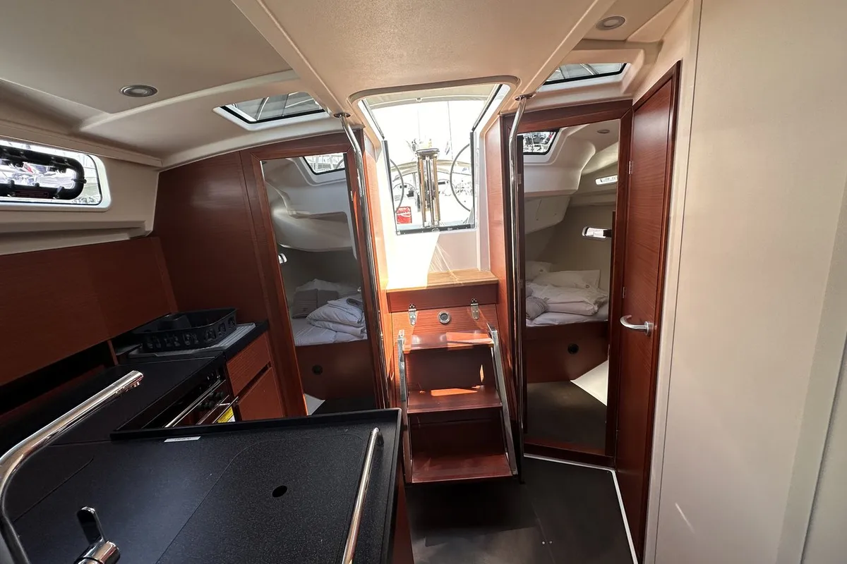 Salon of Calypso, a Hanse 388 sailboat at Seget Donji, Croatia