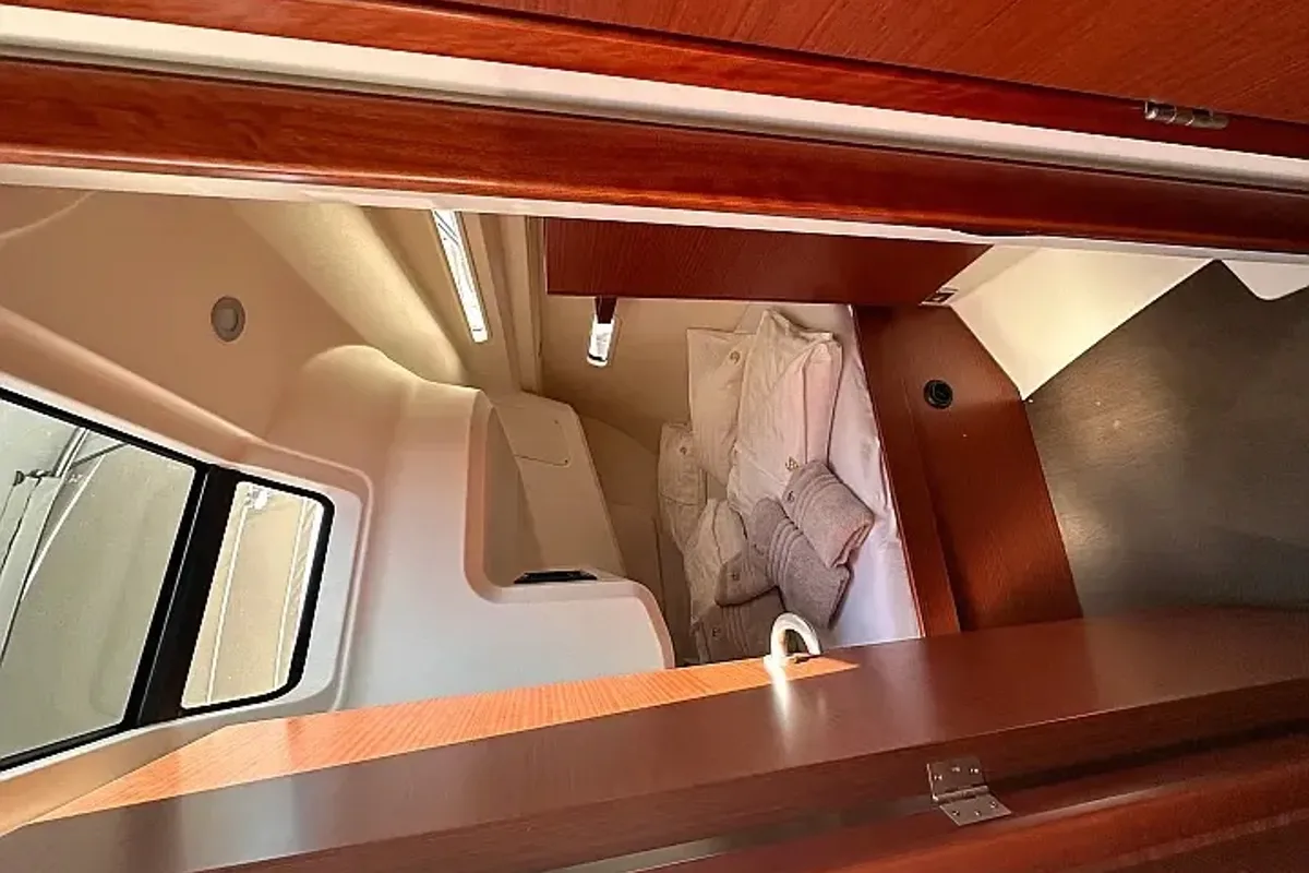 Cabin on Calypso, a Hanse 388 sailboat at Seget Donji, Croatia