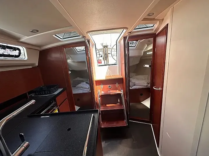 Salon of Calypso, a Hanse 388 sailboat at Seget Donji, Croatia