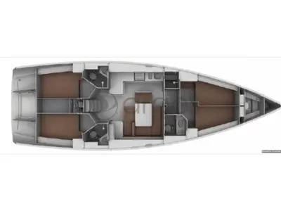 Floor plan of Blue Bird, a Dufour 450 Grand Large sailboat at Port Elizabeth, Saint Vincent and the Grenadines