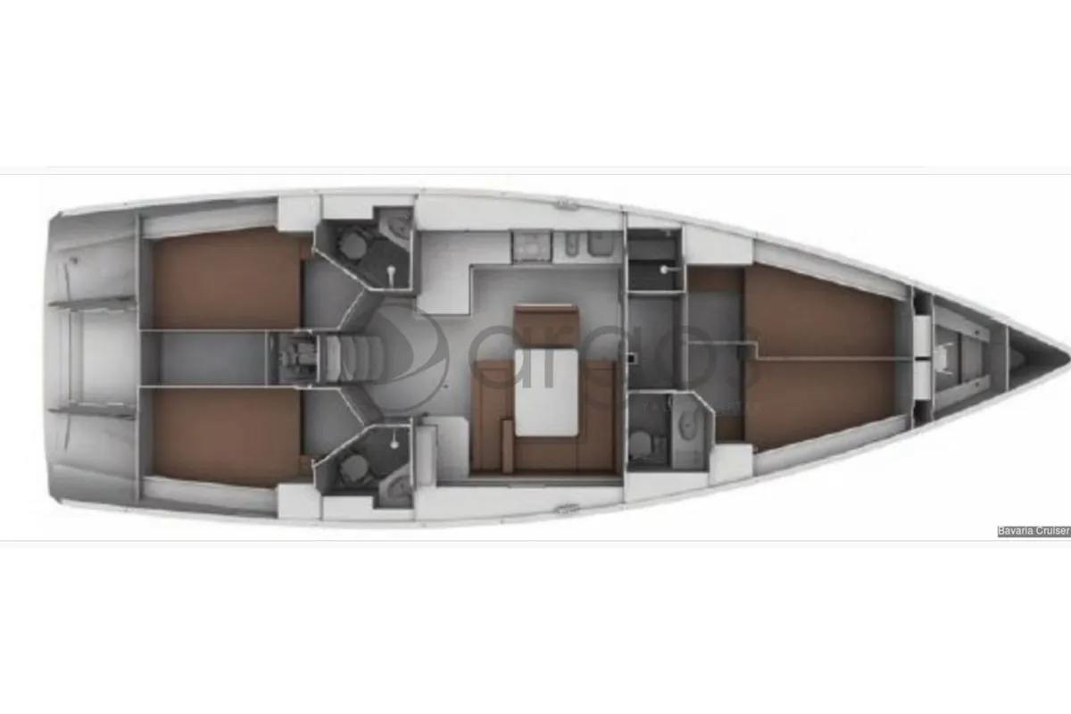 Floor plan of Blue Bird, a Dufour 450 Grand Large sailboat at Port Elizabeth, Saint Vincent and the Grenadines