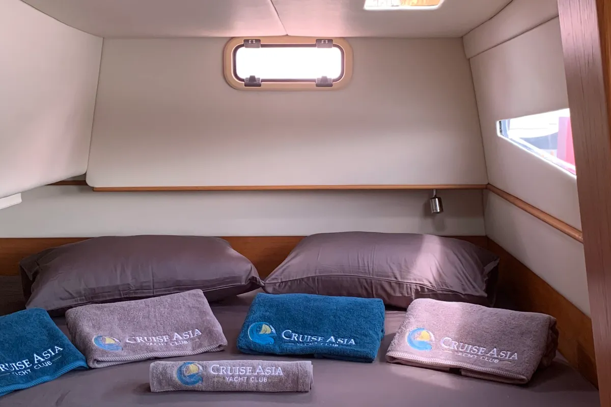 Cabin on Andaman Discovery, a Comar Yachts Comet 37 catamaran at Mai Khao, Thailand