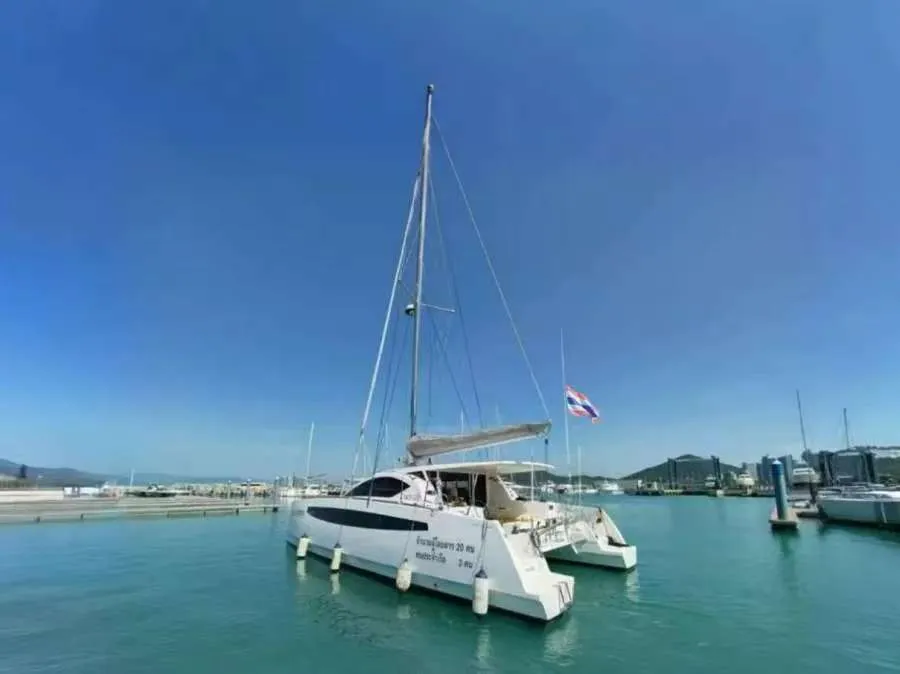 Exterior view of Andaman Discovery, a Comar Yachts Comet 37 catamaran at Mai Khao, Thailand