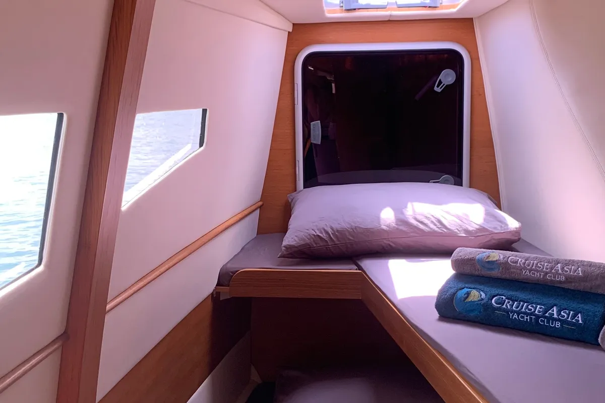 Cabin on Andaman Discovery, a Comar Yachts Comet 37 catamaran at Mai Khao, Thailand