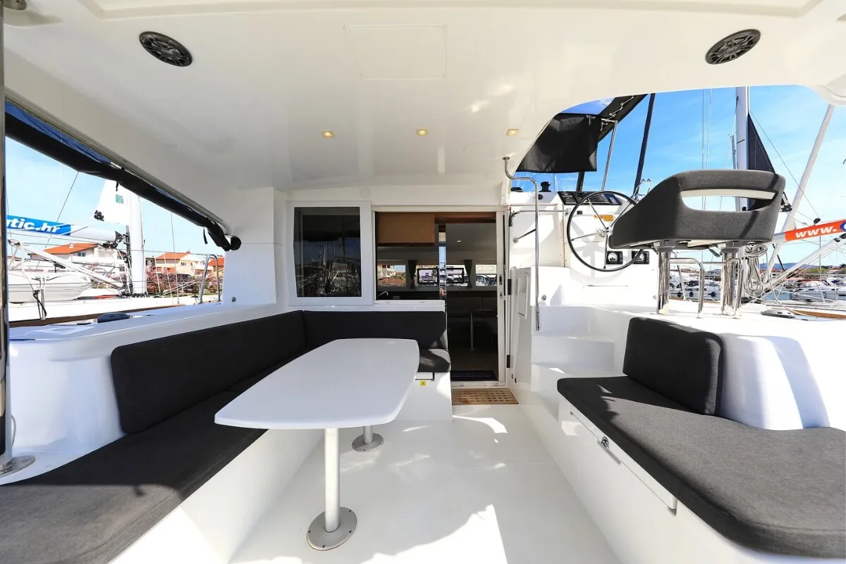 Deck of Liquid Spirit, a Lagoon 40 catamaran at Pirovac, Croatia