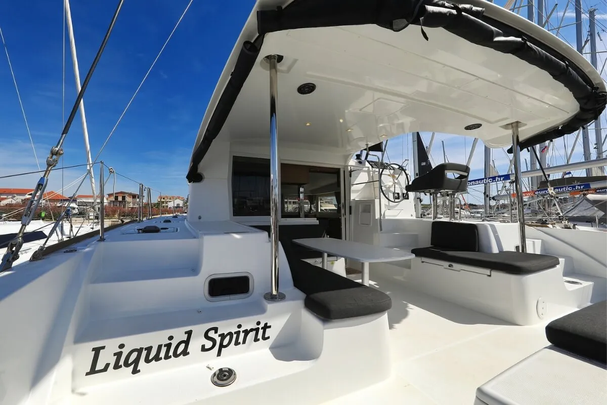 Deck of Liquid Spirit, a Lagoon 40 catamaran at Pirovac, Croatia