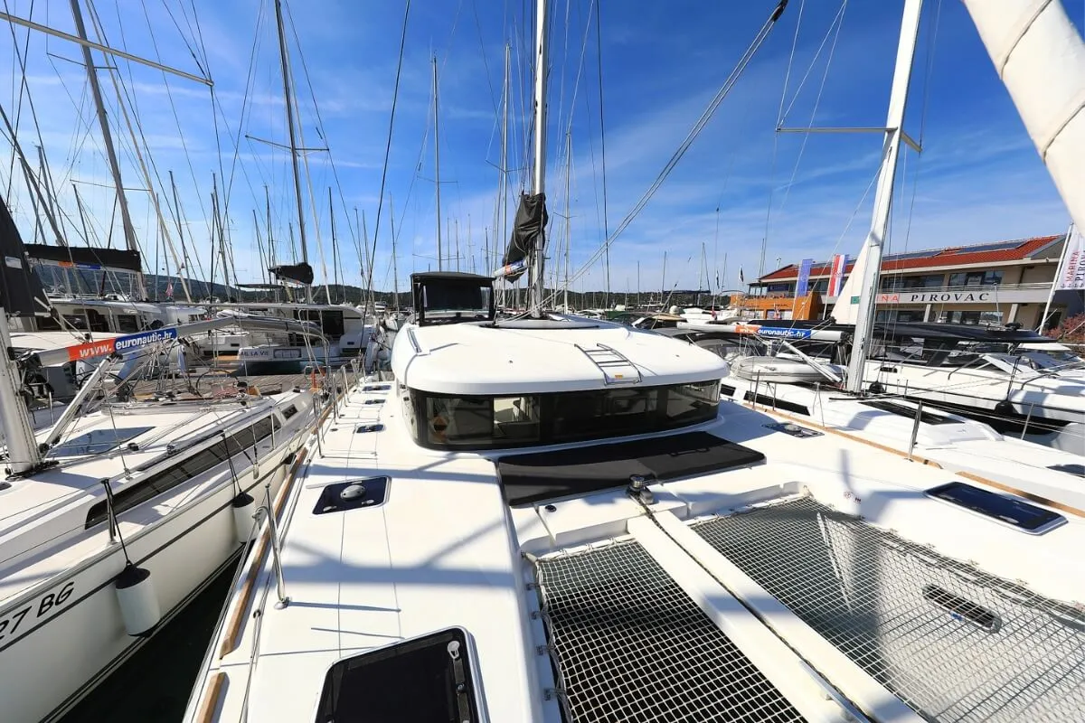 Deck of Liquid Spirit, a Lagoon 40 catamaran at Pirovac, Croatia
