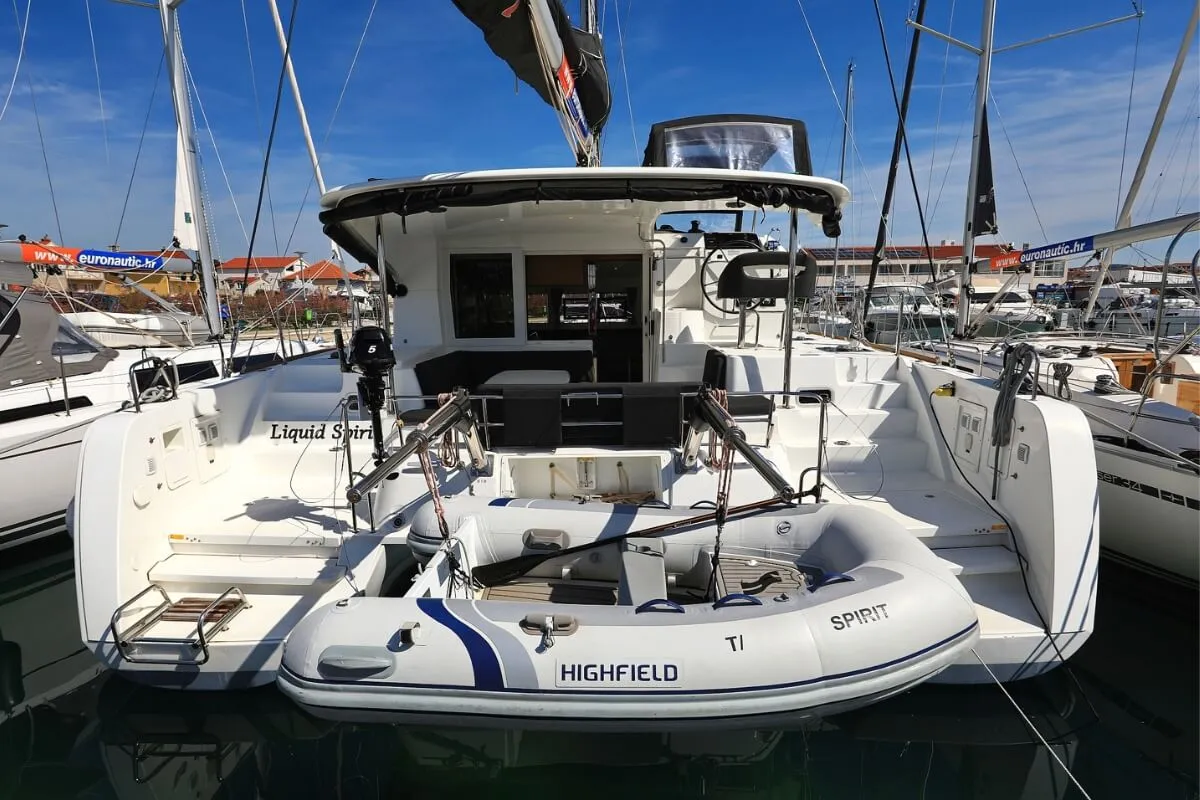 Deck of Liquid Spirit, a Lagoon 40 catamaran at Pirovac, Croatia