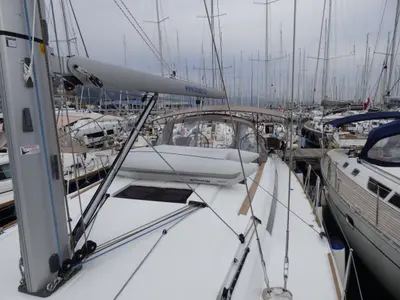 Deck of Geronimo, a Jeanneau Sun Odyssey 519 sailboat at Grad Kaštela, Croatia