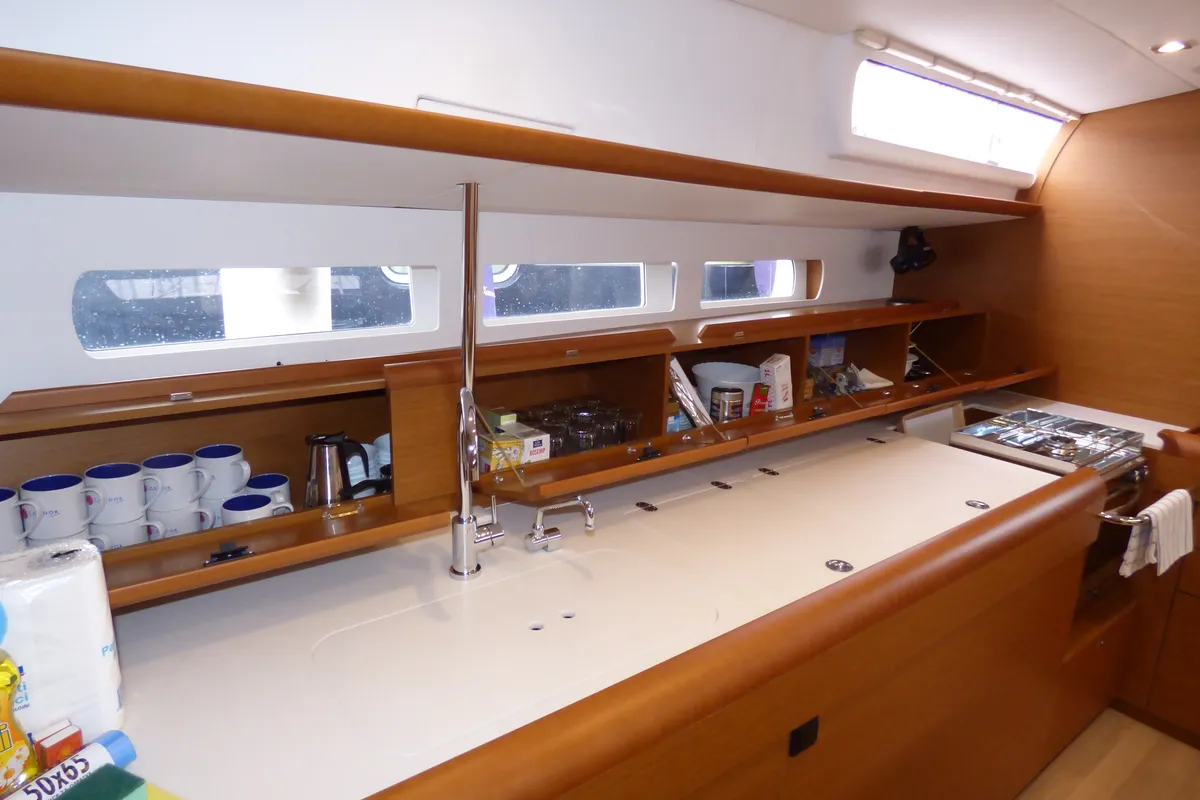 Galley of Geronimo, a Jeanneau Sun Odyssey 519 sailboat at Grad Kaštela, Croatia