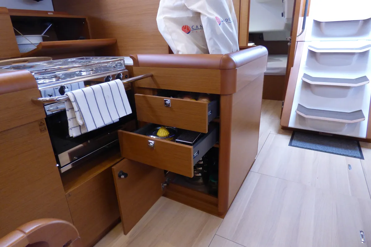 Galley of Geronimo, a Jeanneau Sun Odyssey 519 sailboat at Grad Kaštela, Croatia
