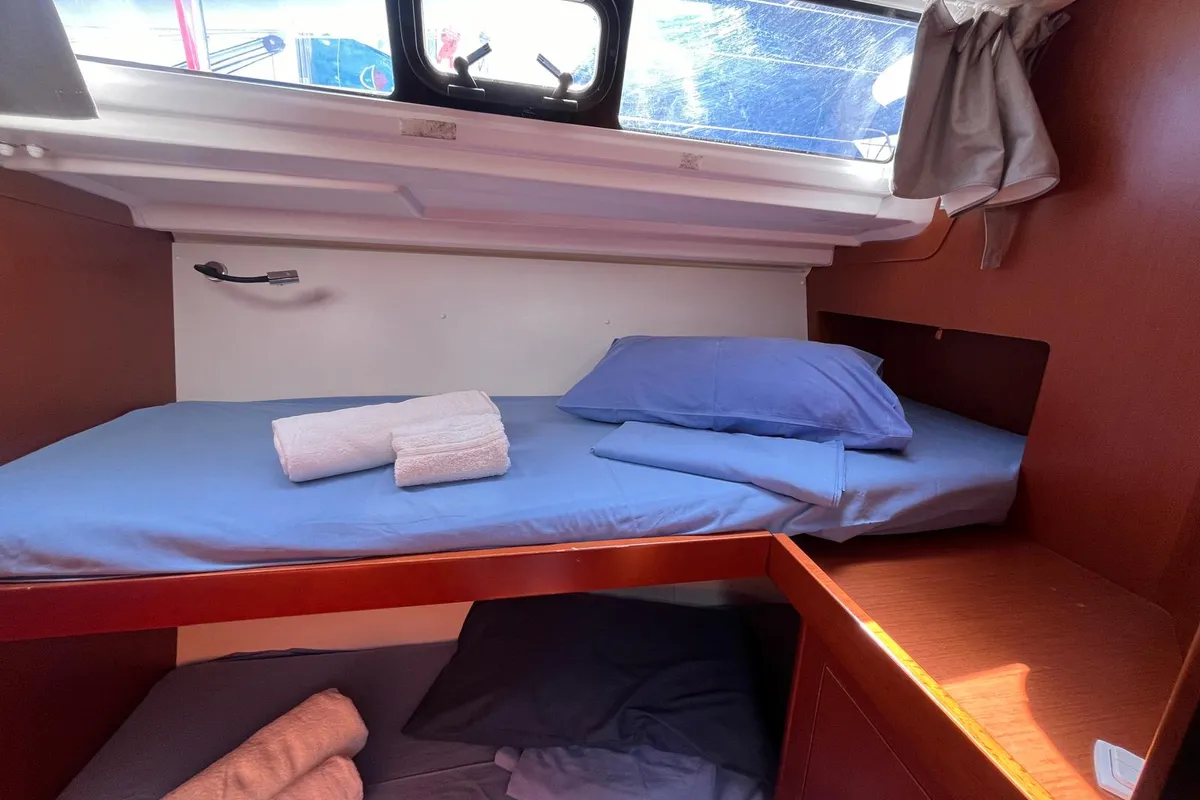 Cabin on San Marco, a Beneteau Oceanis 48 sailboat at Procida, Italy