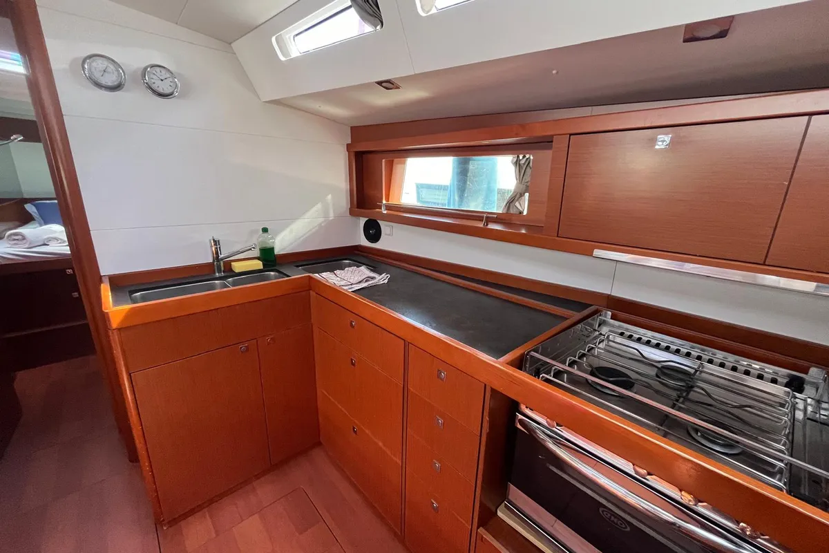 Galley of San Marco, a Beneteau Oceanis 48 sailboat at Procida, Italy