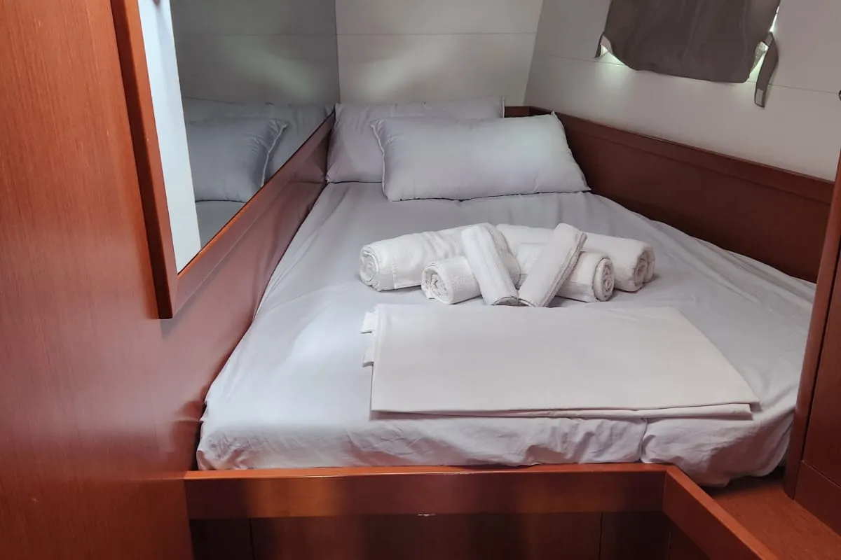 Cabin on San Marco, a Beneteau Oceanis 48 sailboat at Procida, Italy