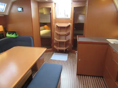 Salon of BavC46, a Bavaria Cruiser 46 sailboat at Gothenburg, Sweden