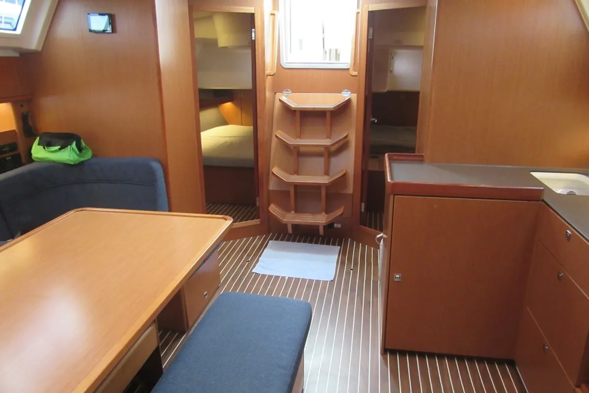 Salon of BavC46, a Bavaria Cruiser 46 sailboat at Gothenburg, Sweden