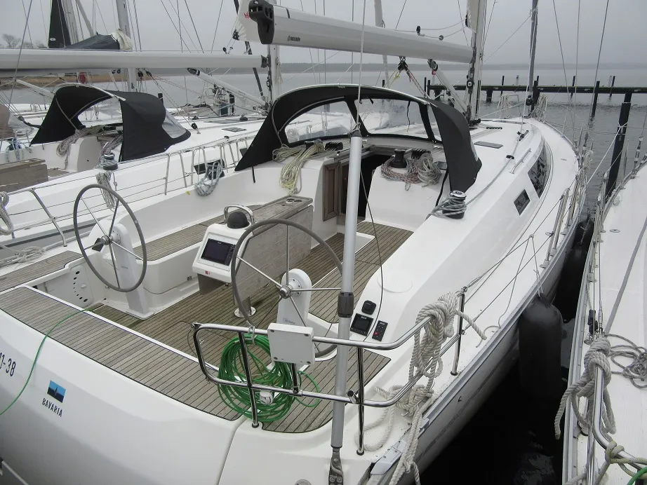 Exterior view of BavC46, a Bavaria Cruiser 46 sailboat at Gothenburg, Sweden