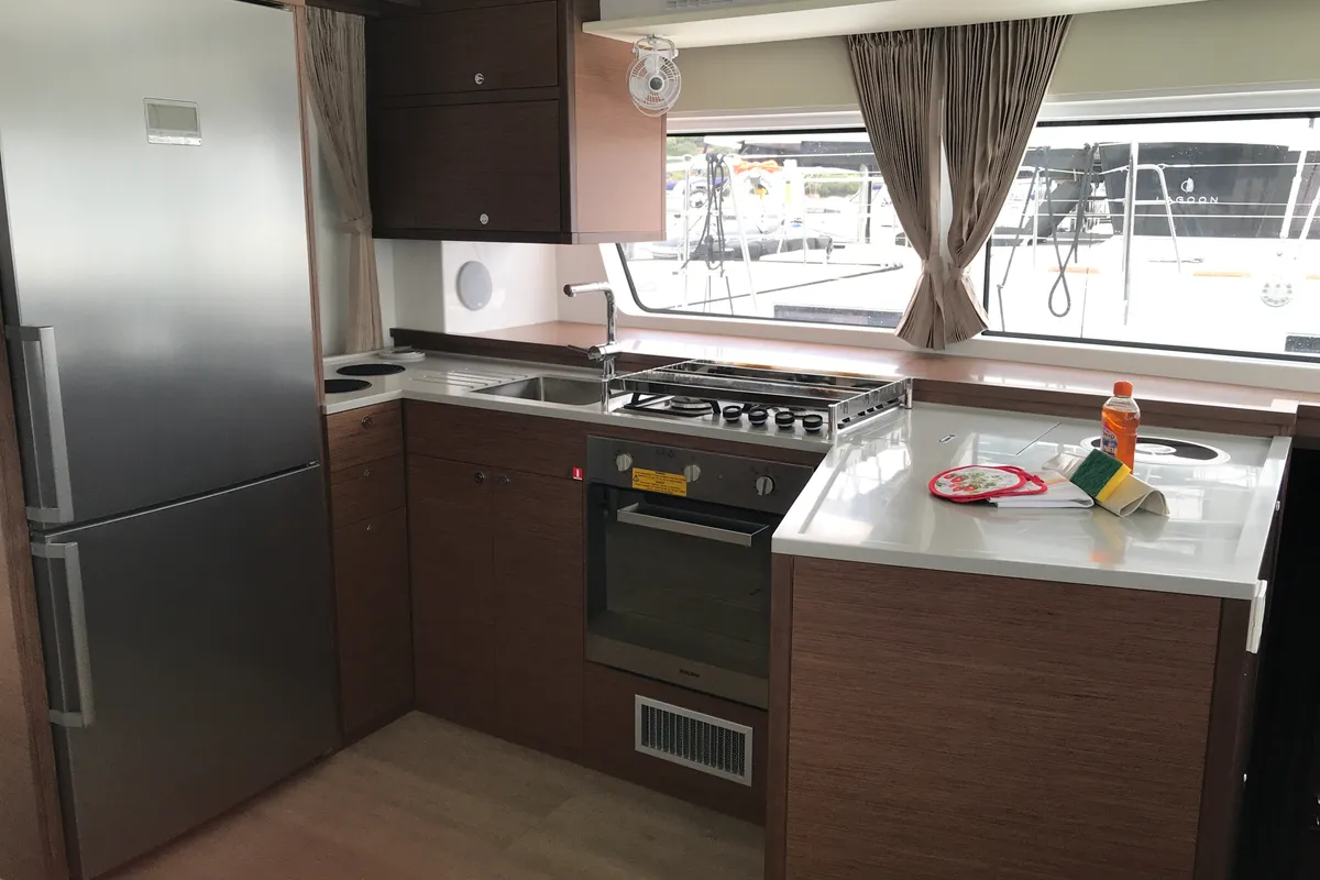 Galley of Dugongo II, a Lagoon 52 catamaran at St. George's, Grenada