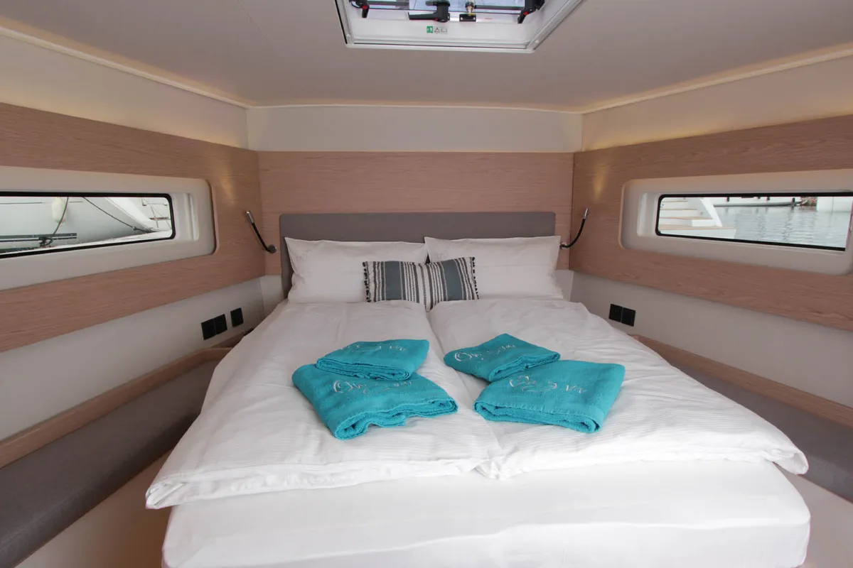 Cabin on On y va, a Beneteau First 53 sailboat at Lavreotiki, Greece