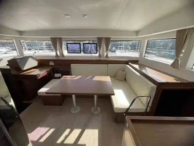 Salon of Sunset, a Lagoon 40 catamaran at Figari/Golfo Aranci, Italy