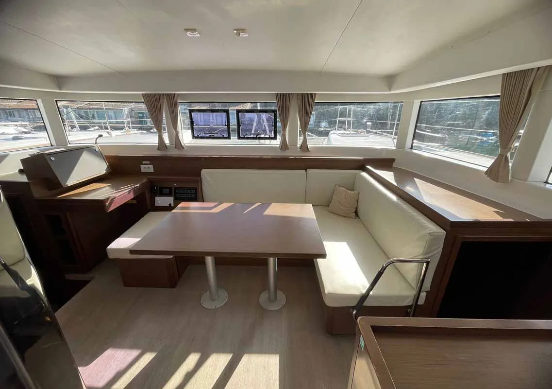 Salon of Sunset, a Lagoon 40 catamaran at Figari/Golfo Aranci, Italy