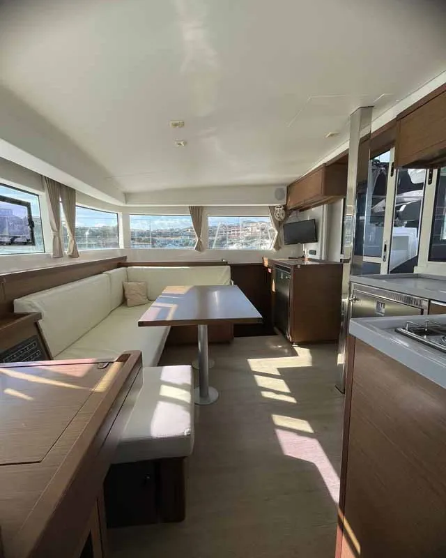 Salon of Sunset, a Lagoon 40 catamaran at Figari/Golfo Aranci, Italy