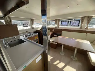 Galley of Sunset, a Lagoon 40 catamaran at Figari/Golfo Aranci, Italy