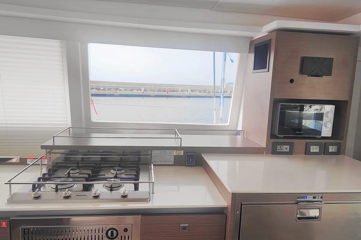 Galley of Maria del Mar, a Leopard 50 catamaran at Procida, Italy