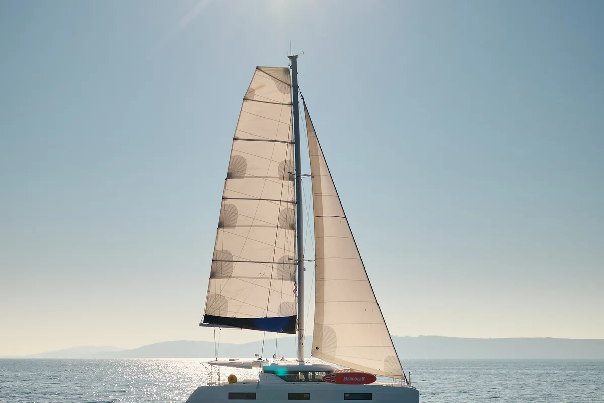 Exterior view of Brighter Star, a Lagoon 46 catamaran at Trogir, Croatia