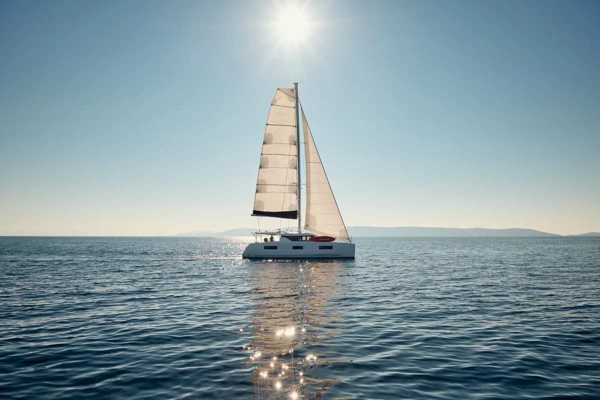 Exterior view of Brighter Star, a Lagoon 46 catamaran at Trogir, Croatia