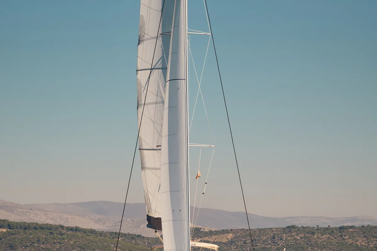 Exterior view of Brighter Star, a Lagoon 46 catamaran at Trogir, Croatia
