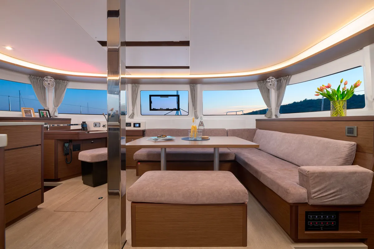 Salon of Brighter Star, a Lagoon 46 catamaran at Trogir, Croatia