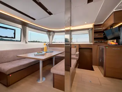 Salon of Brighter Star, a Lagoon 46 catamaran at Trogir, Croatia