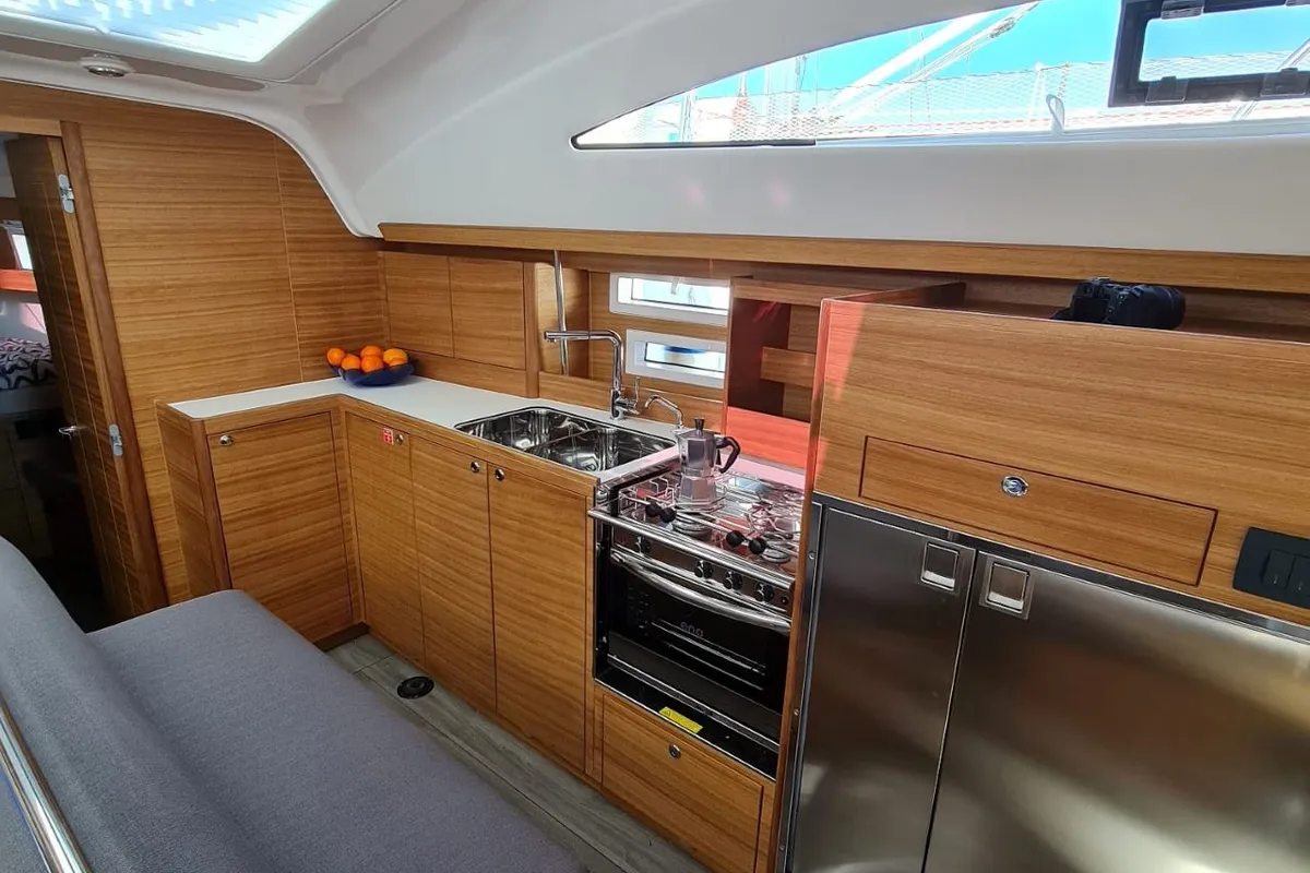 Galley of Oxygen, a Elan Impression 45.1 sailboat at Trogir, Croatia