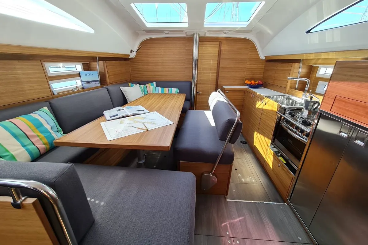 Salon of Oxygen, a Elan Impression 45.1 sailboat at Trogir, Croatia