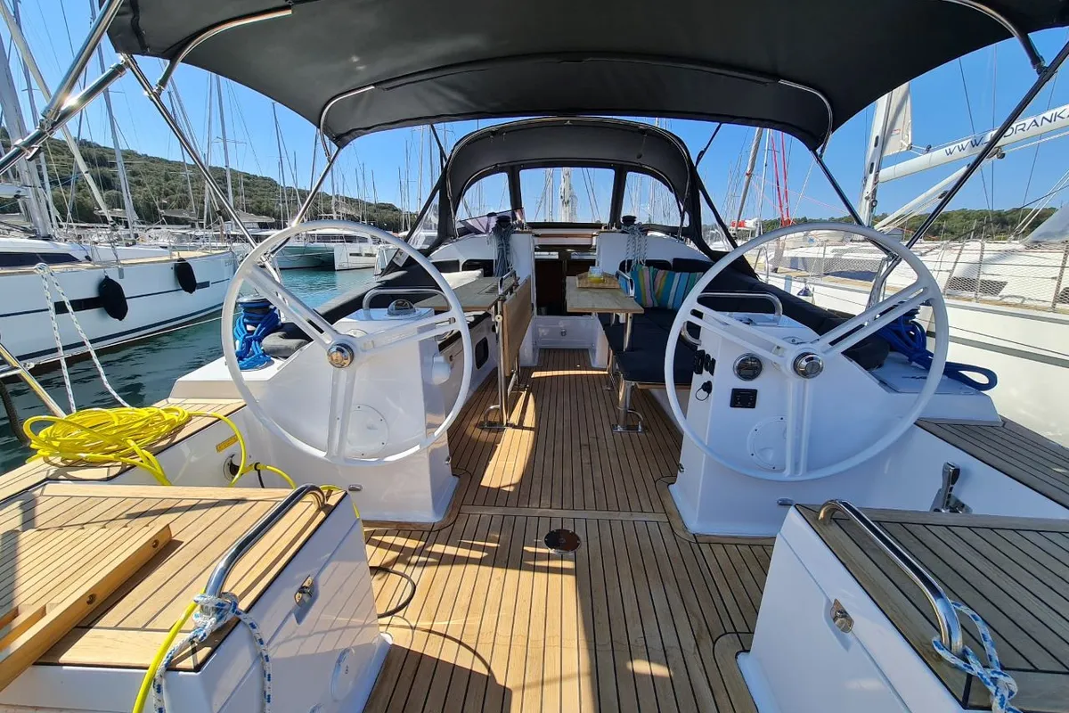Cockpit of Oxygen, a Elan Impression 45.1 sailboat at Trogir, Croatia
