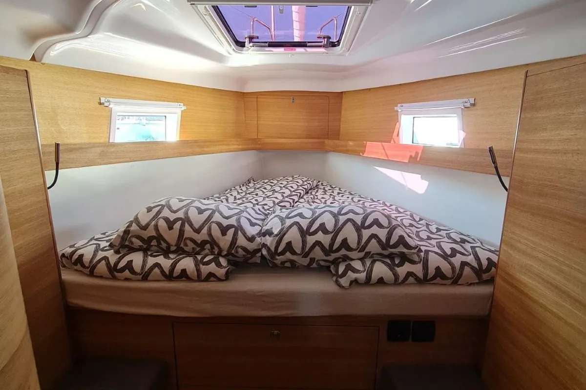 Cabin on Oxygen, a Elan Impression 45.1 sailboat at Trogir, Croatia