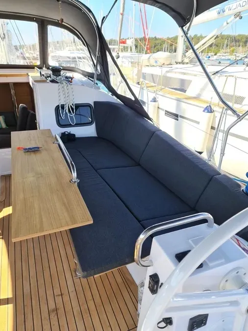 Deck of Oxygen, a Elan Impression 45.1 sailboat at Trogir, Croatia