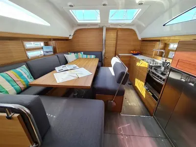 Salon of Oxygen, a Elan Impression 45.1 sailboat at Trogir, Croatia