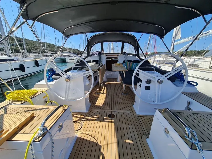 Cockpit of Oxygen, a Elan Impression 45.1 sailboat at Trogir, Croatia